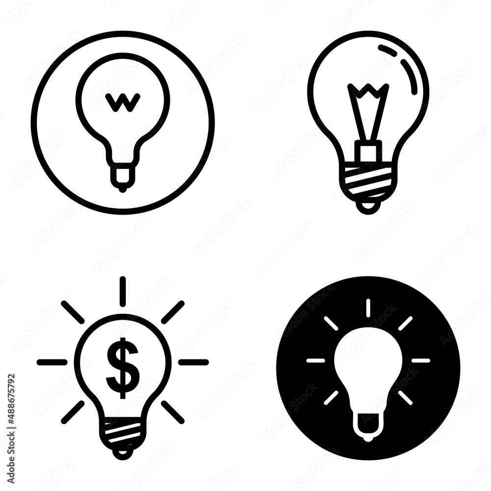 Lightbulbs1-3 Flat Icon Set Isolated On White Background Lightbulbs1-3 Flat Icon Set Isolated On White Background