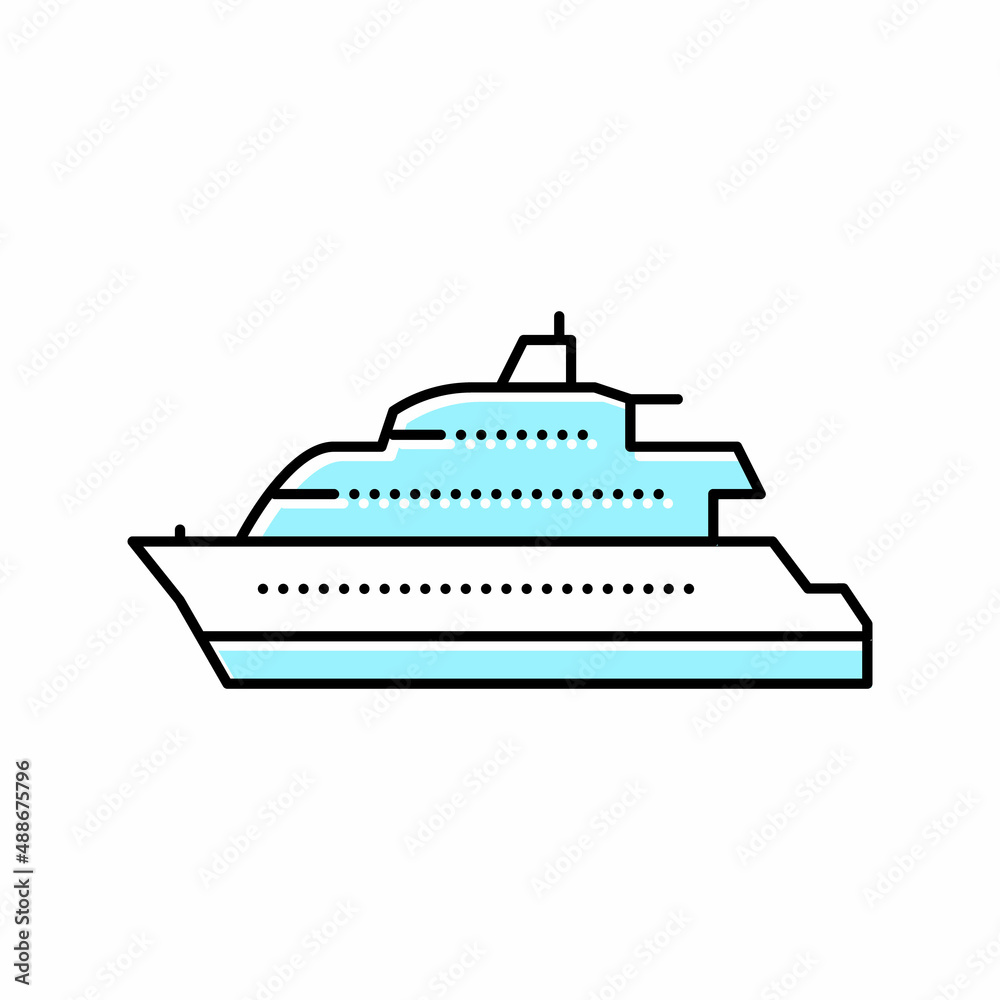 motor yacht boat color icon vector illustration