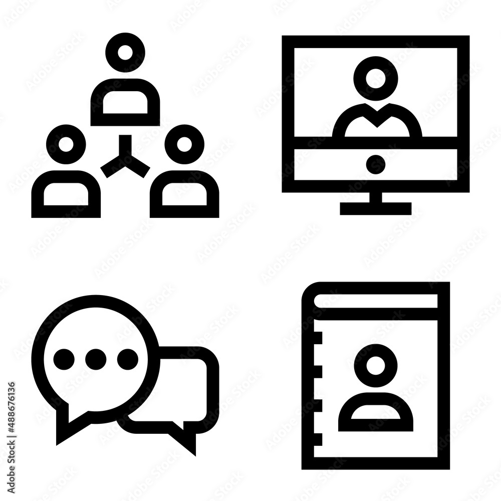 Communications Flat Icon Set Isolated On White Background Communications Flat Icon Set Isolated On White Background