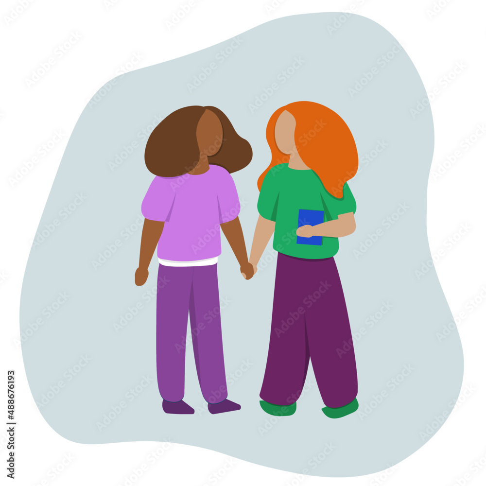 Two girls holding hands. Two girls holding hands.