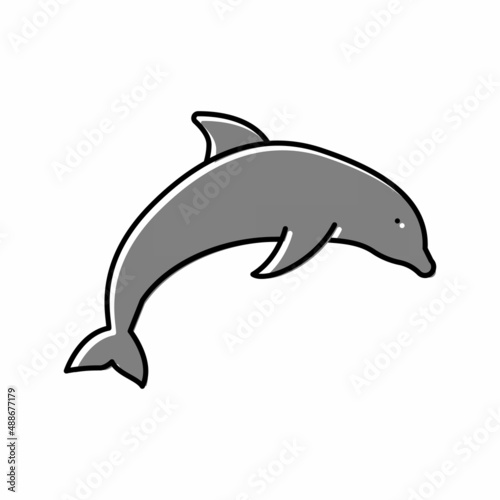 dolphin ocean color icon vector illustration