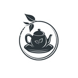 illustration of tea pot, hot tea drink, vector art.