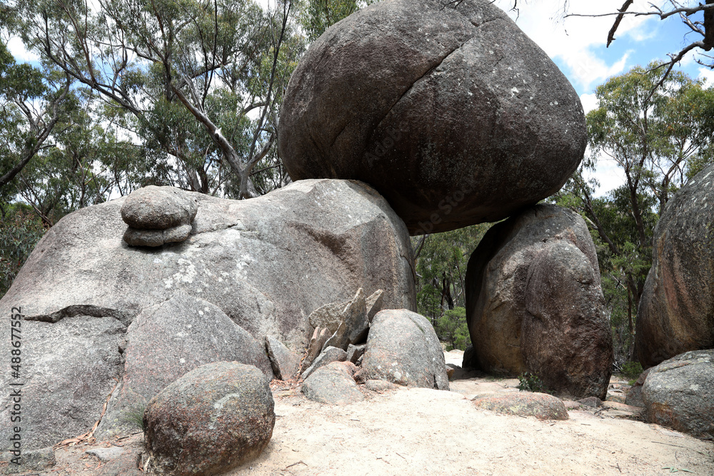 Beautiful Giraween National Park in Southern Downs Queensland, featuring native plants, gum trees and giant granite boulders