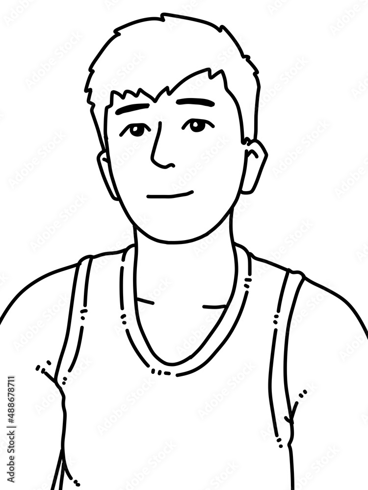 back and white of cute man cartoon for coloring