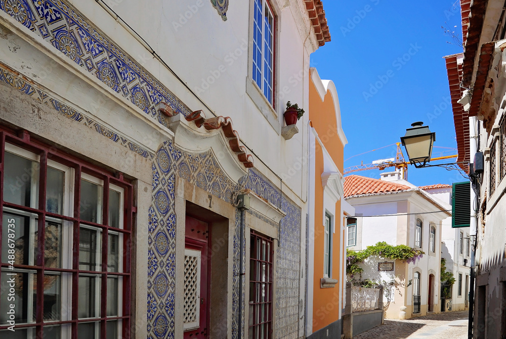 Cascais narrow streets in the old town. Cascais narrow streets in the old town.
