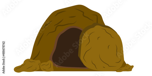 Easter cave poster sketch. Easter background. Empty cave. Vector illustration. stock image.