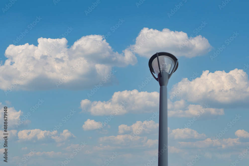 l Mercury street lamp on the background of cloudy and clear weather l Mercury street lamp on the background of cloudy and clear weather