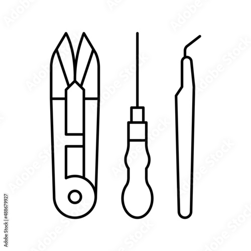 tool set jewellery line icon vector illustration