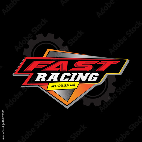 fast racing logo background design, automotive vehicle repair, suitable for screen printing, stickers, banners, teams, companies