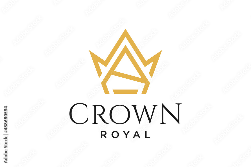initial logo letter R with crown vector symbol illustration design