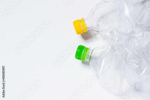 Plastic waste.Plastic bottles close-up.Waste sorting. Wrinkled plastic.