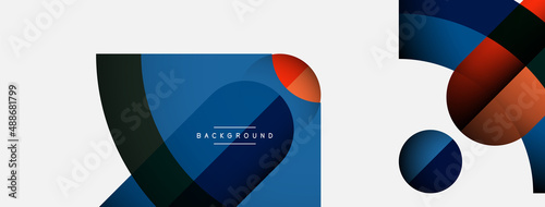 Geometric abstract background. Round shapes, circles, lines composition for wallpaper banner background or landing page