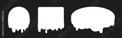 Slime objects. Geometric liquid elements on isolated background. Black and white illustration