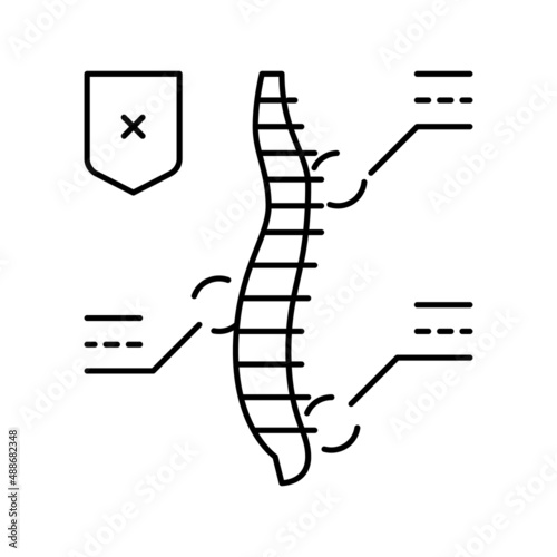 symptoms scoliosis line icon vector illustration