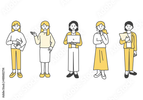 ビジネスパーソンの全身イラスト素材