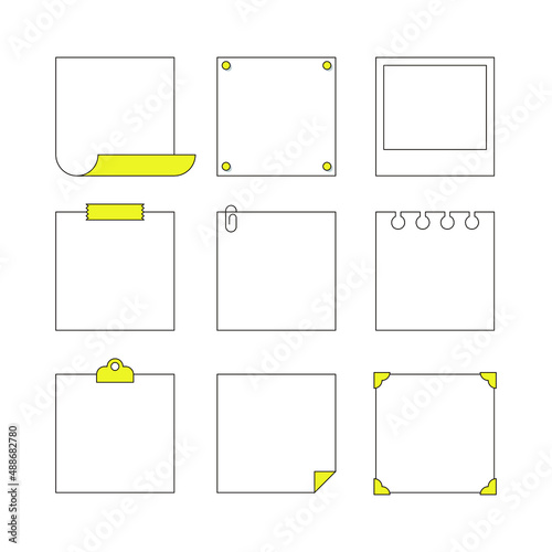 A memo paper frame set with simple lines and blank spaces.