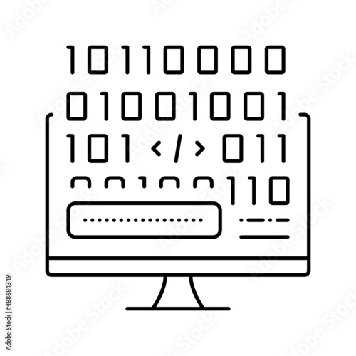 microcode development line icon vector illustration