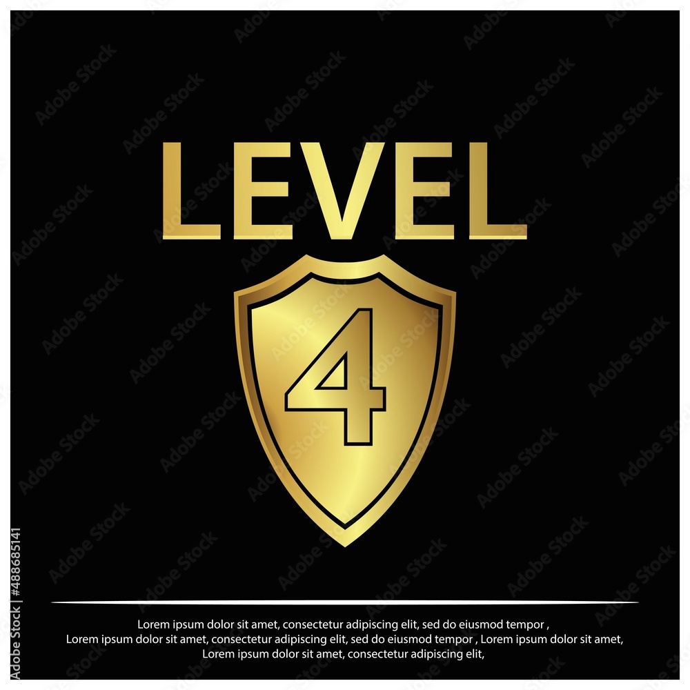 Level 4 background. Level 4 golden. Vector Illustration on black background. Level 4 background. Level 4 golden. Vector Illustration on black background.
