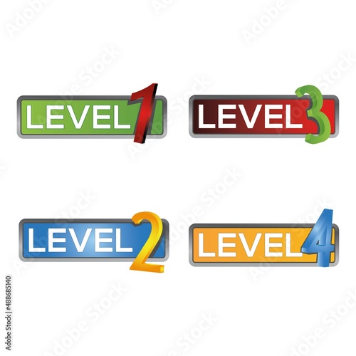 Level colorful button set. vector modern material style buttons	