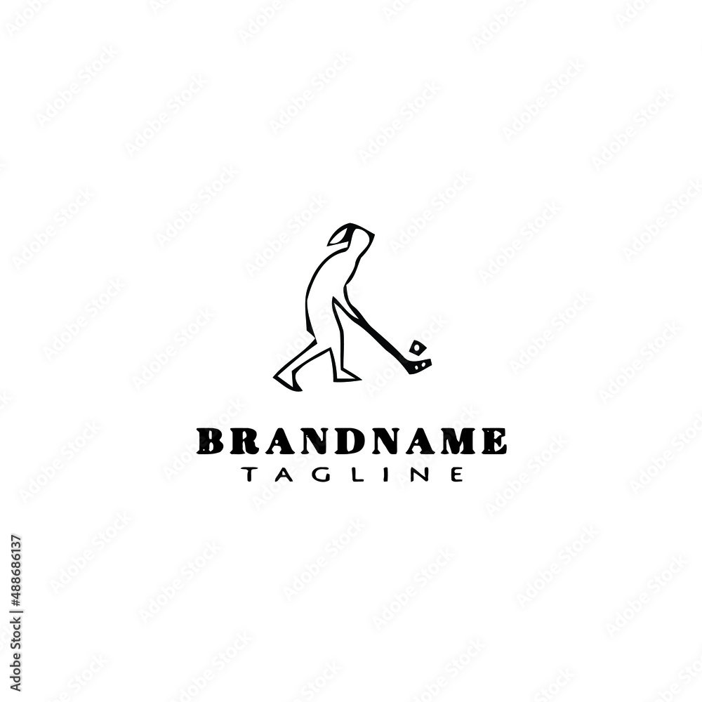 floor ball player design logo flat icon design template black isolated vector illustration floor ball player design logo flat icon design template black isolated vector illustration