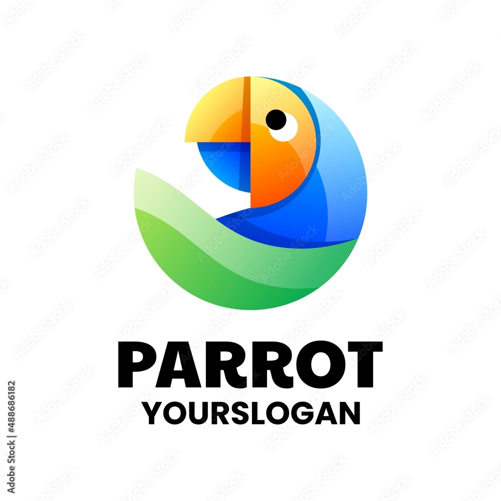 creative parrot colorful logo design