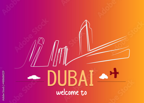 united arab emirates background poster for dubai city travel and welcome concept style design