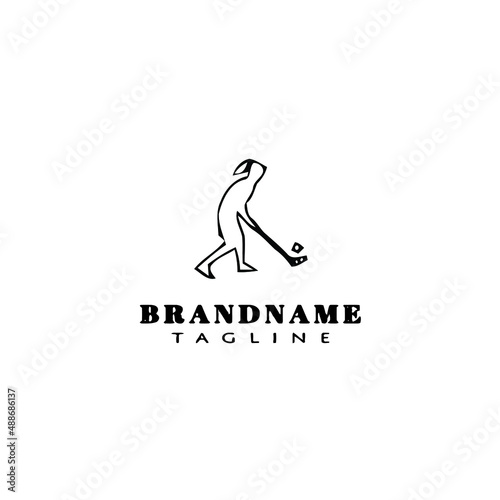 floor ball player design logo flat icon design template black isolated vector illustration