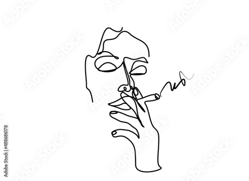 beautiful woman smoking art concept. after sex cigarette style.