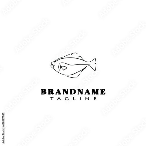 flounder fish logo flat icon design template black isolated vector illustration