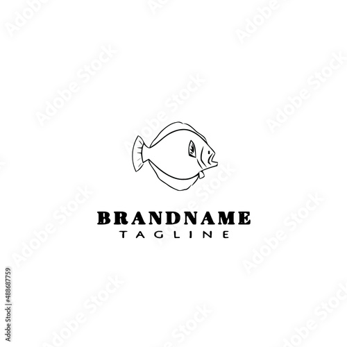 flounder fish logo flat icon design template black isolated vector illustration
