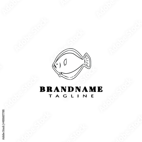 flounder fish logo flat icon design template black isolated vector illustration