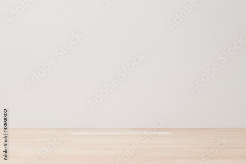 Product backdrop, empty wooden table with concrete wall