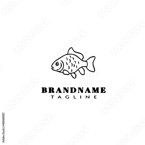 flounder fish logo flat icon design template black isolated vector illustration