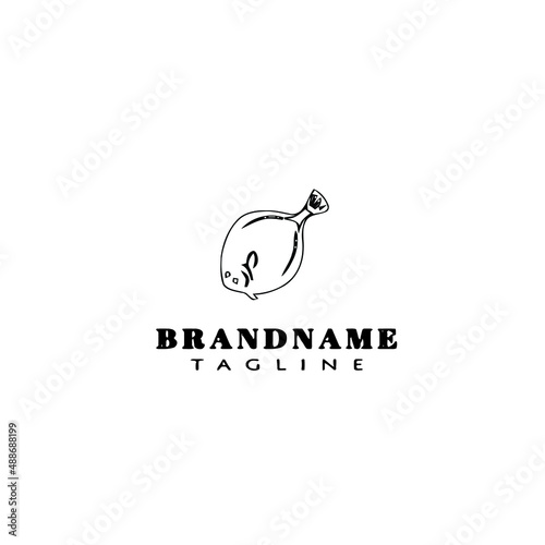 flounder fish logo flat icon design template black isolated vector illustration