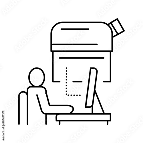 digital controlling telescope in observatory line icon vector illustration photo