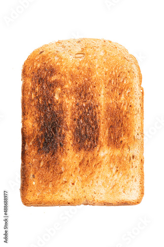 Toast bread slice on white background.
