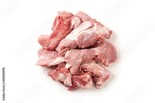 Raw fresh  meat chunk
 isolated on white background.