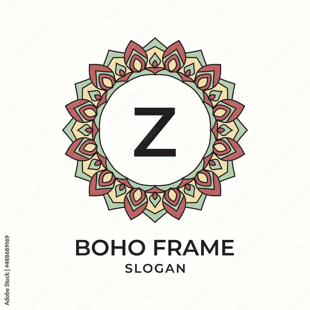 Naklejka premium letter Z mandala boho frame vintage design element