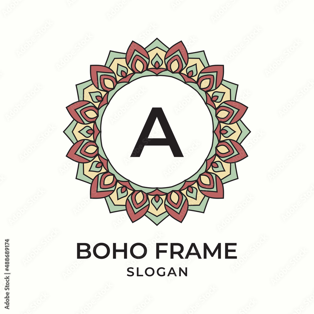 Naklejka premium letter A mandala boho frame vintage design element