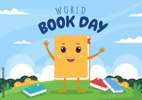 World Book Day Flat Cartoon Background Illustration. Stack of Books to Reading, Increase Insight and Knowledge Suitable for Wallpaper or Poster