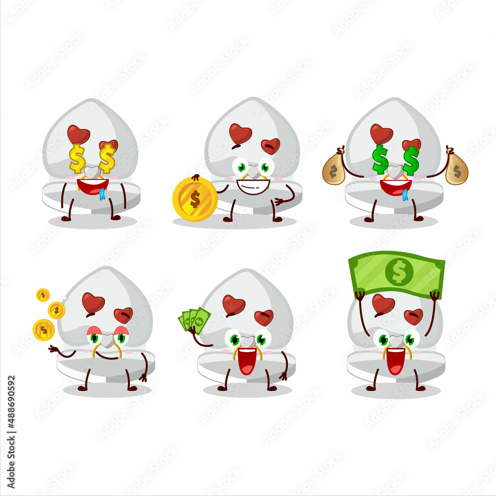 White love ring box cartoon character with cute emoticon bring money