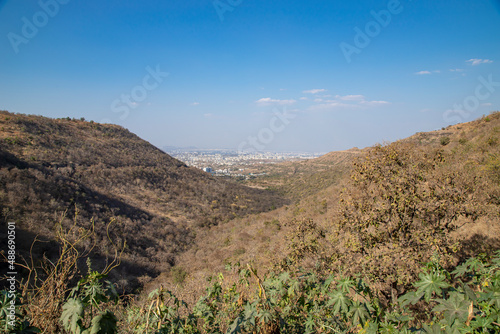 View of Pune Cityscape from top of hill mountain Pune, Maharashtra, India
