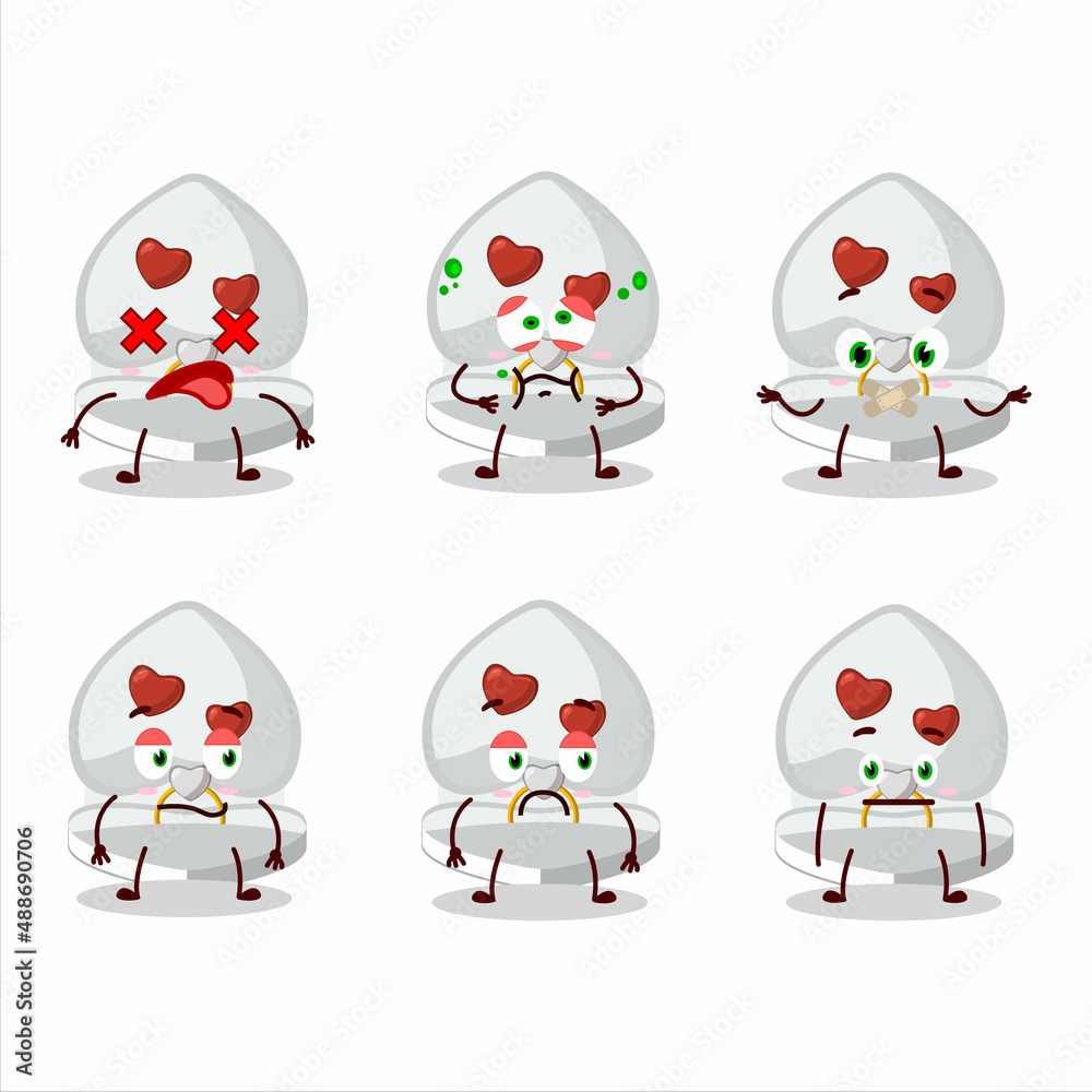 White love ring box cartoon character with nope expression White love ring box cartoon character with nope expression