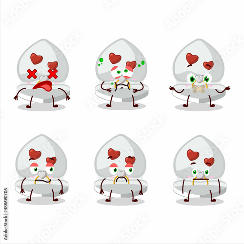 White love ring box cartoon character with nope expression