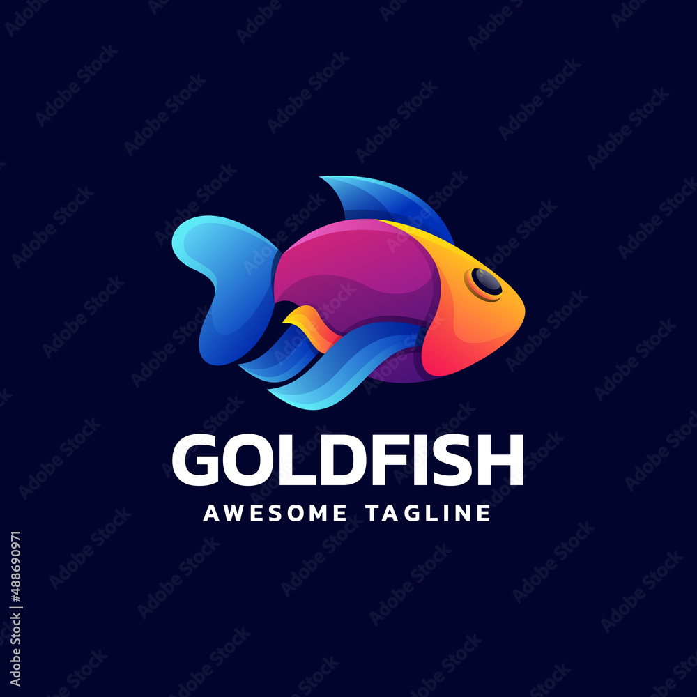 Obraz premium Vector Logo Illustration Goldfish Gradient Colorful Style.