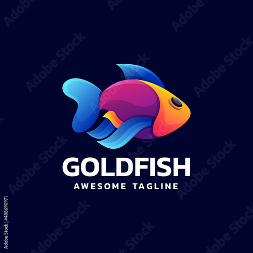 Vector Logo Illustration Goldfish Gradient Colorful Style.