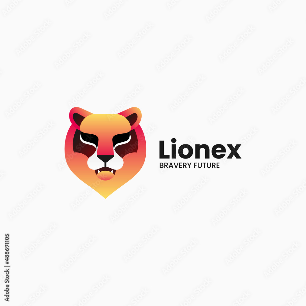 Fototapeta premium Vector Logo Illustration Lion Gradient Colorful Style.