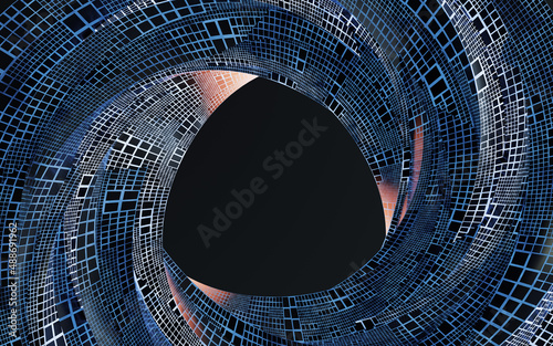 Fototapeta Naklejka Na Ścianę i Meble -  Spiral metal curve tunnel, 3d rendering.