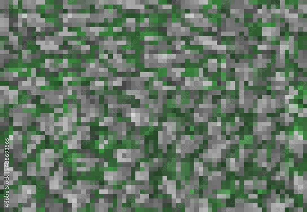 Fototapeta premium Khaki camouflage pixel game cubic background pattern, vector grass and ground blocks. Camo pattern for army or military battle 8 bit computer game UI or level with pixel camouflage pattern