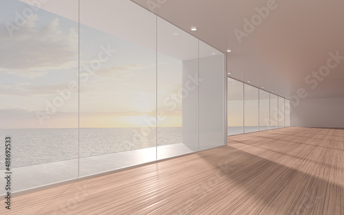 Empty room with wooden floor  3d rendering.